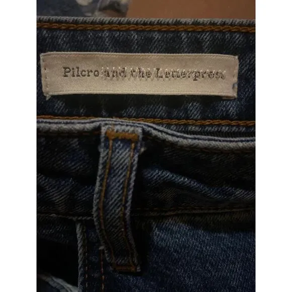 NWOT Anthropologie Pilcro Flare High Rise Jeans Floral Embroidery 29