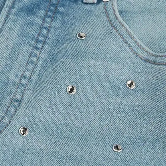 NWT Express Jeans Light Denim High Waisted Embellished Cropped Flare Jeans