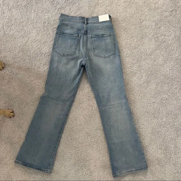 NWT Express Jeans Light Denim High Waisted Embellished Cropped Flare Jeans