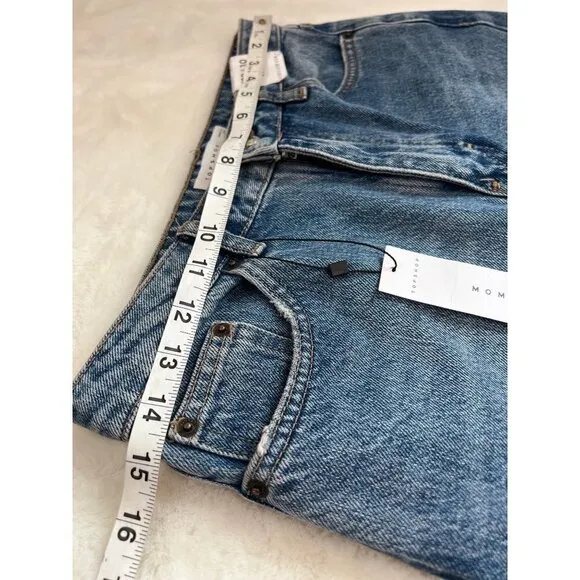 NWT TopShop Size US 6 Mom Jeans Ripped High Waited, Tapered Leg MSRP$75