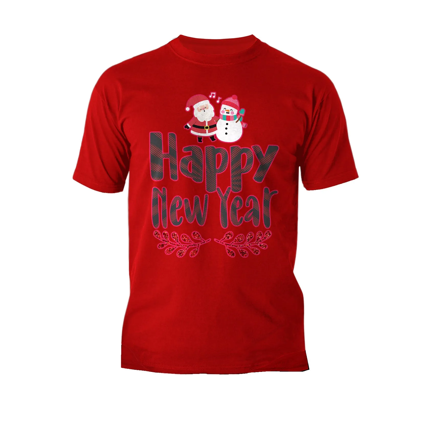 NYE Happy New Year Santa Sparkle Snowman Bling Cute Family Men's T-Shirt