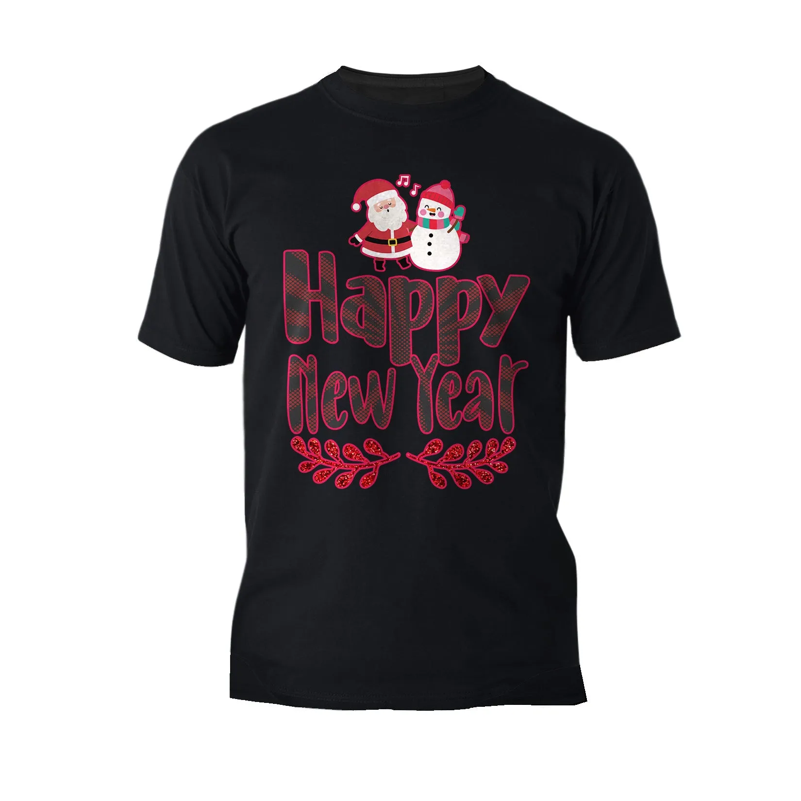NYE Happy New Year Santa Sparkle Snowman Bling Cute Family Men's T-Shirt