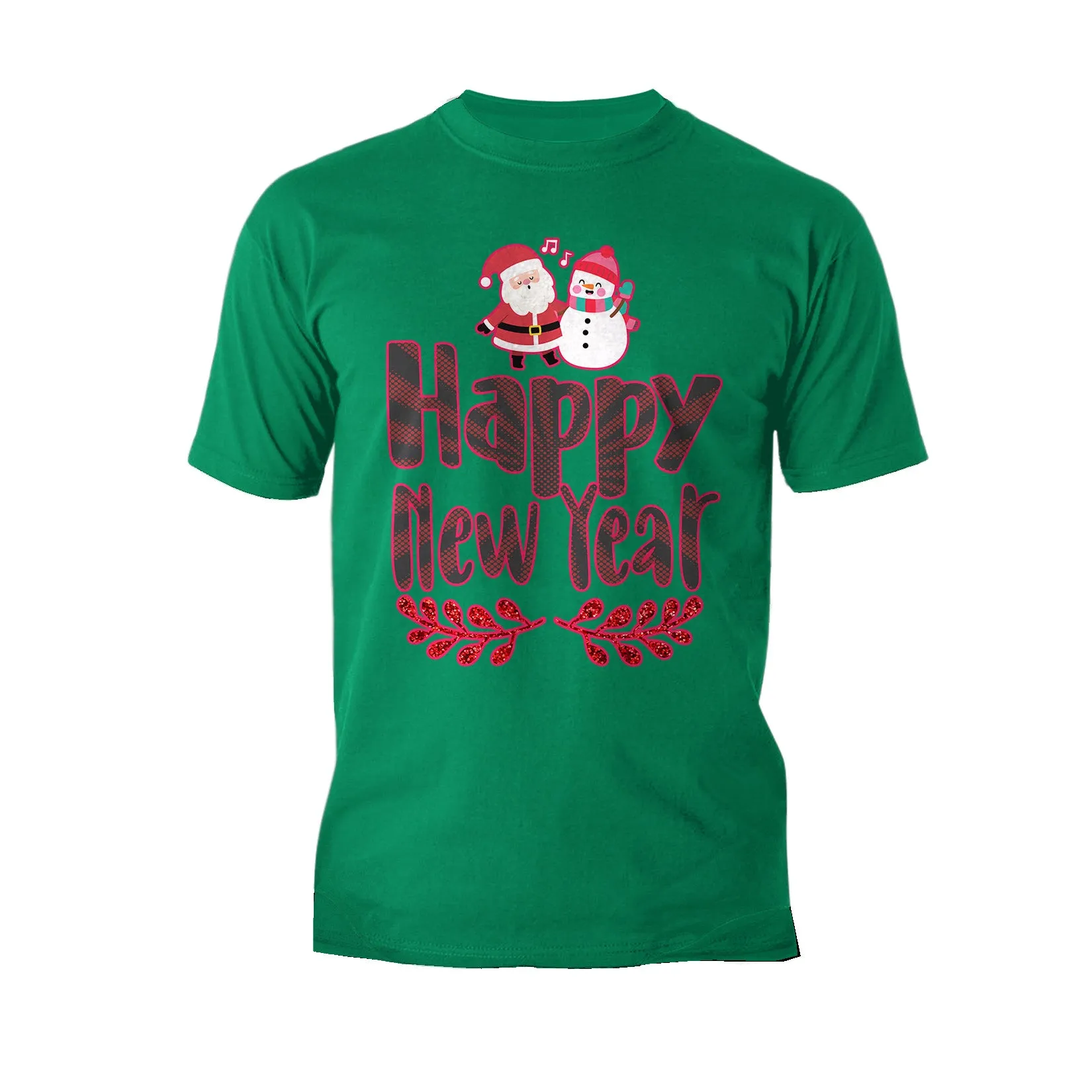 NYE Happy New Year Santa Sparkle Snowman Bling Cute Family Men's T-Shirt