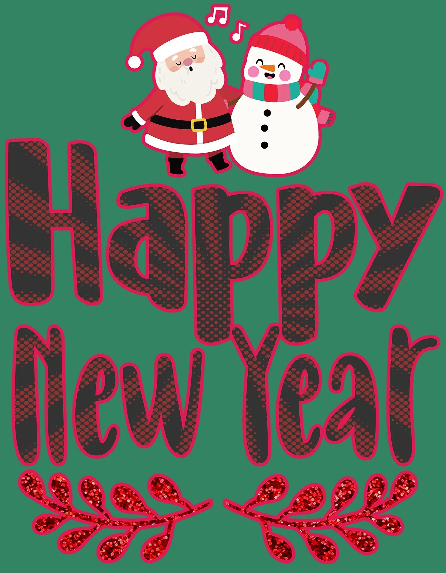 NYE Happy New Year Santa Sparkle Snowman Bling Cute Family Men's T-Shirt