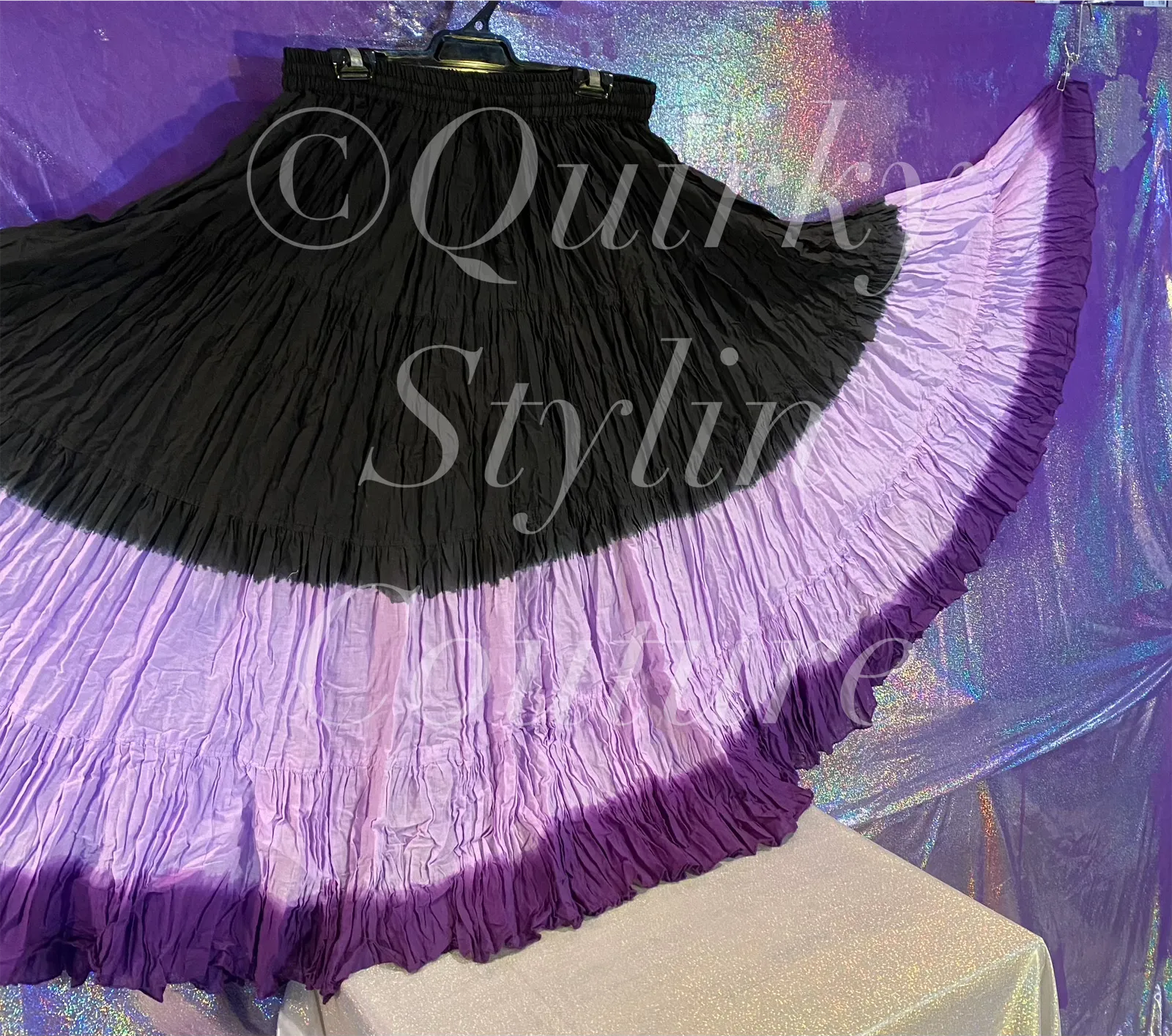 Ombre Purple Black Renaissance steampunk gothic cotton boho Maxi Long Skirt -Size 10-22 - Plus size