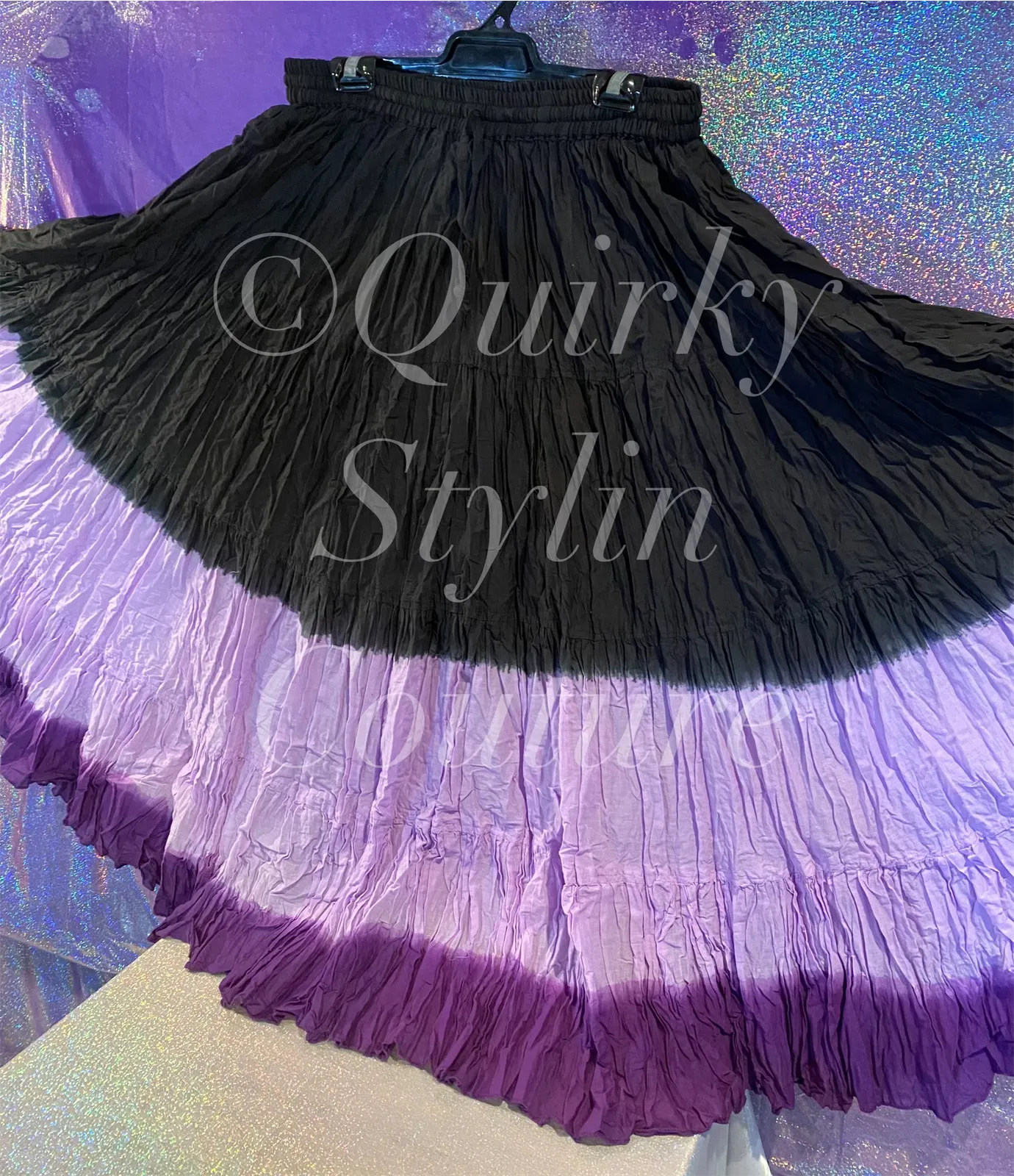 Ombre Purple Black Renaissance steampunk gothic cotton boho Maxi Long Skirt -Size 10-22 - Plus size