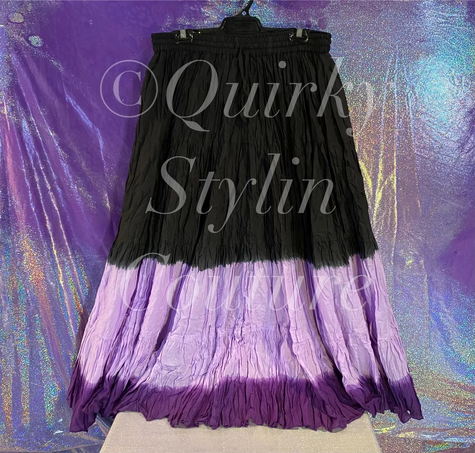 Ombre Purple Black Renaissance steampunk gothic cotton boho Maxi Long Skirt -Size 10-22 - Plus size