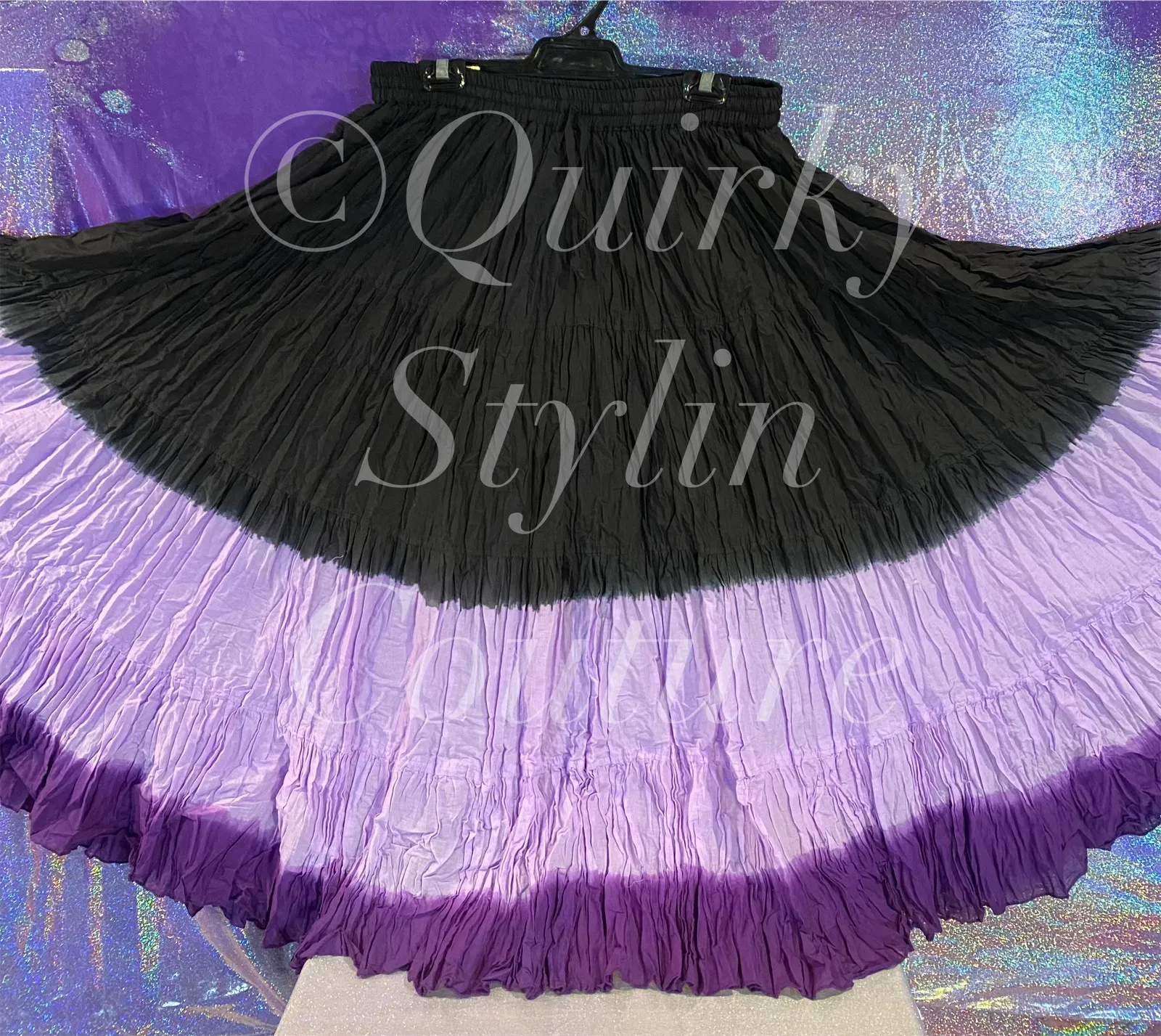 Ombre Purple Black Renaissance steampunk gothic cotton boho Maxi Long Skirt -Size 10-22 - Plus size