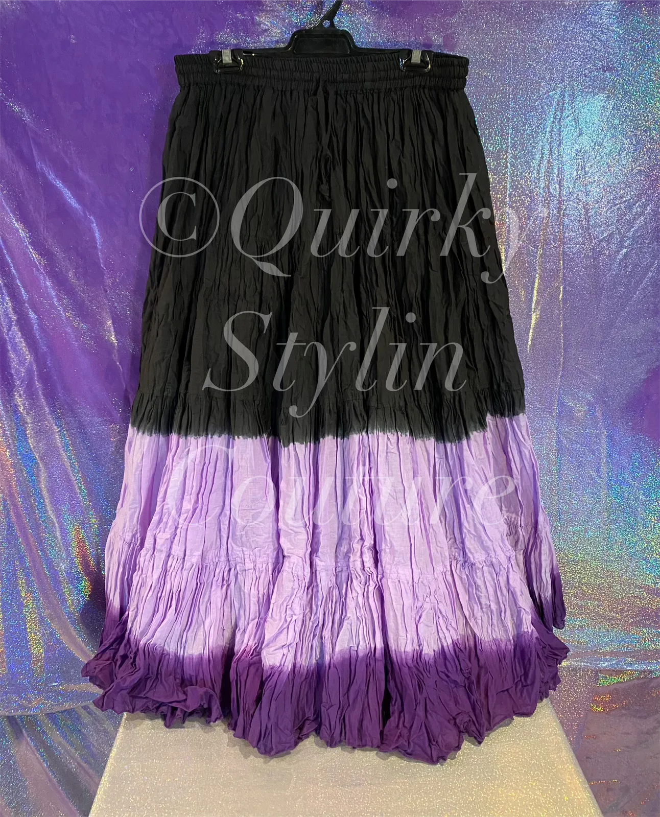 Ombre Purple Black Renaissance steampunk gothic cotton boho Maxi Long Skirt -Size 10-22 - Plus size