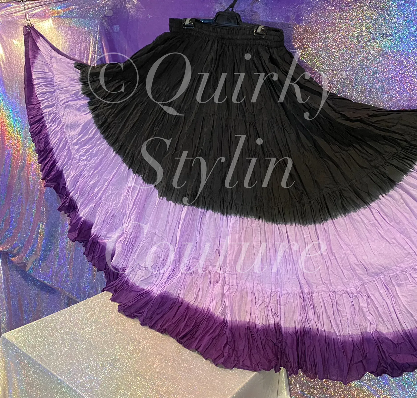 Ombre Purple Black Renaissance steampunk gothic cotton boho Maxi Long Skirt -Size 10-22 - Plus size