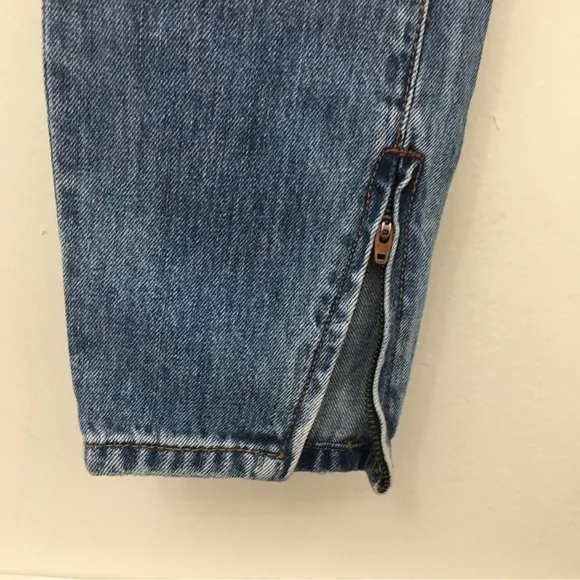 One Teaspoon Blue High Waist Freebird Distressed Zip Ankle Skinny Jeans