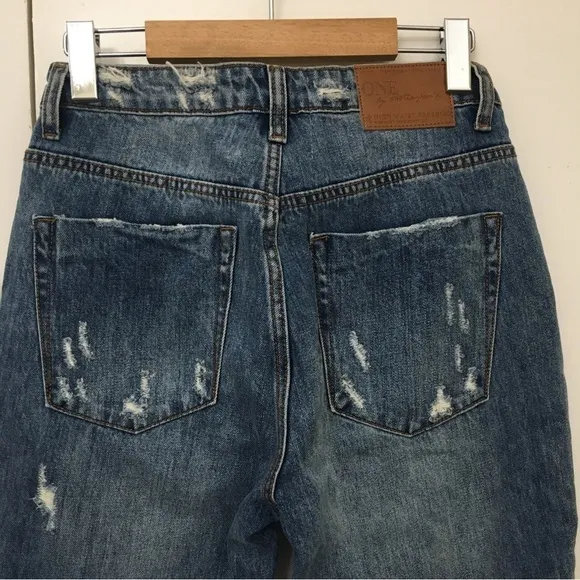 One Teaspoon Blue High Waist Freebird Distressed Zip Ankle Skinny Jeans