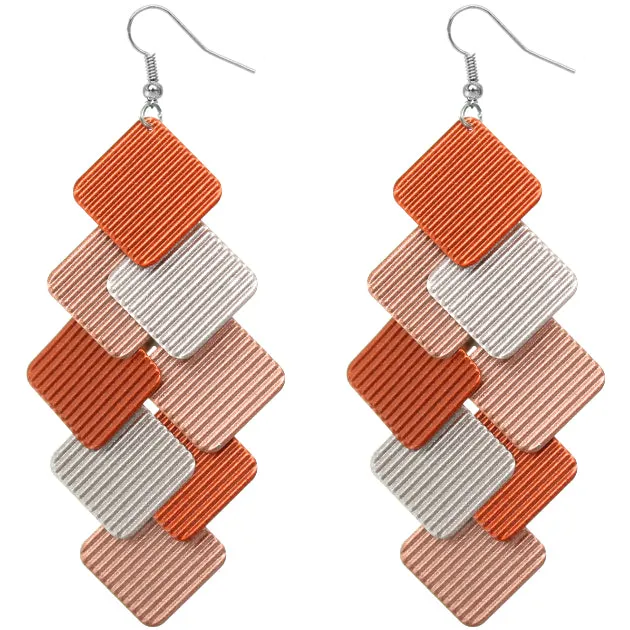 Orange Cascade Layered Dangle Earrings