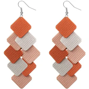 Orange Cascade Layered Dangle Earrings
