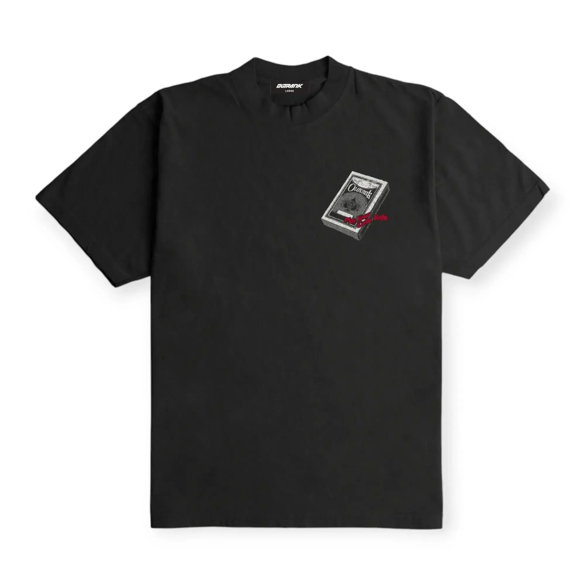 Outrank Brand Men Play Your Cards Heavyweight T-shirt (Black)