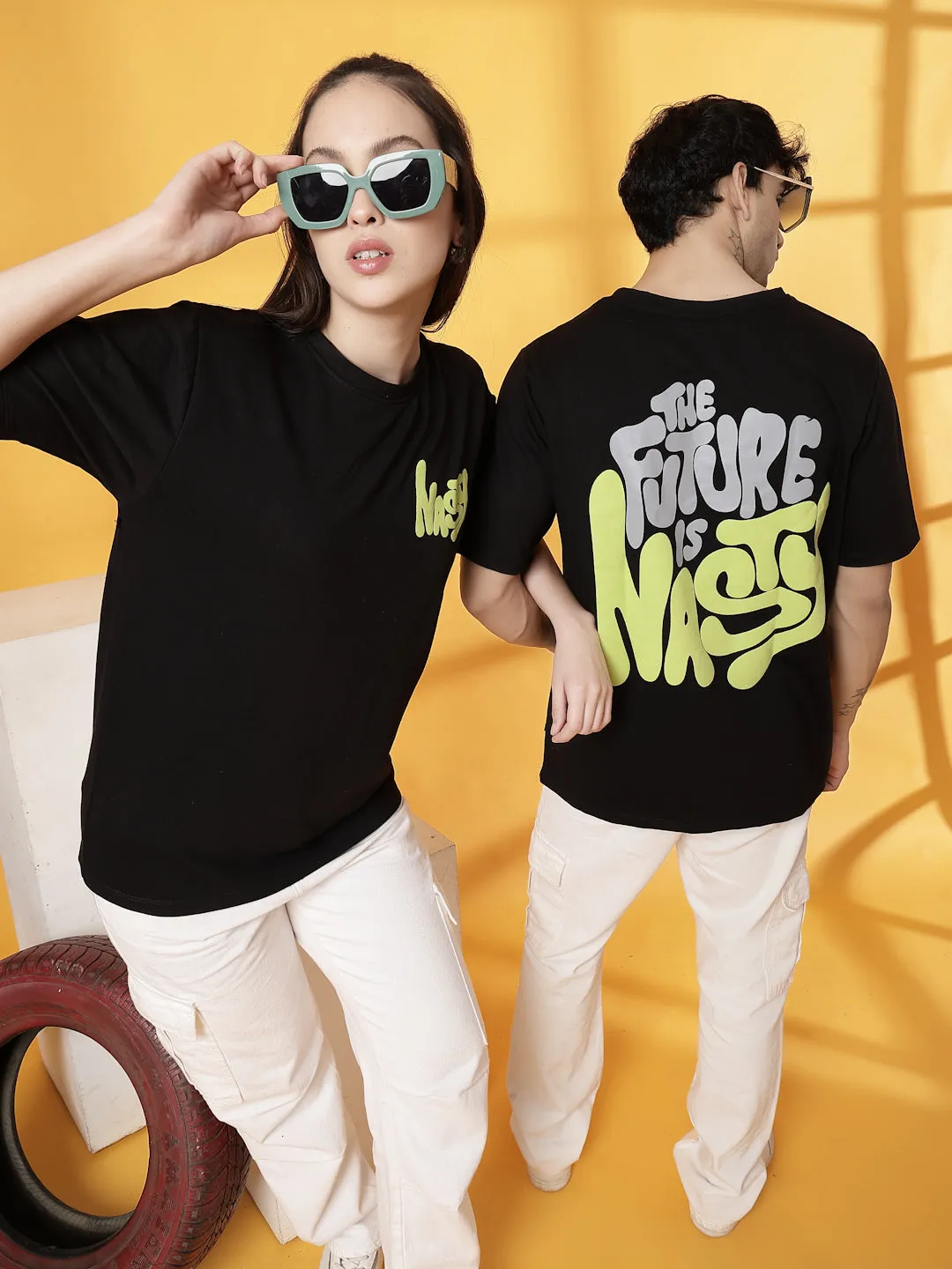 Oversized Typography Puff Print T-Shirt