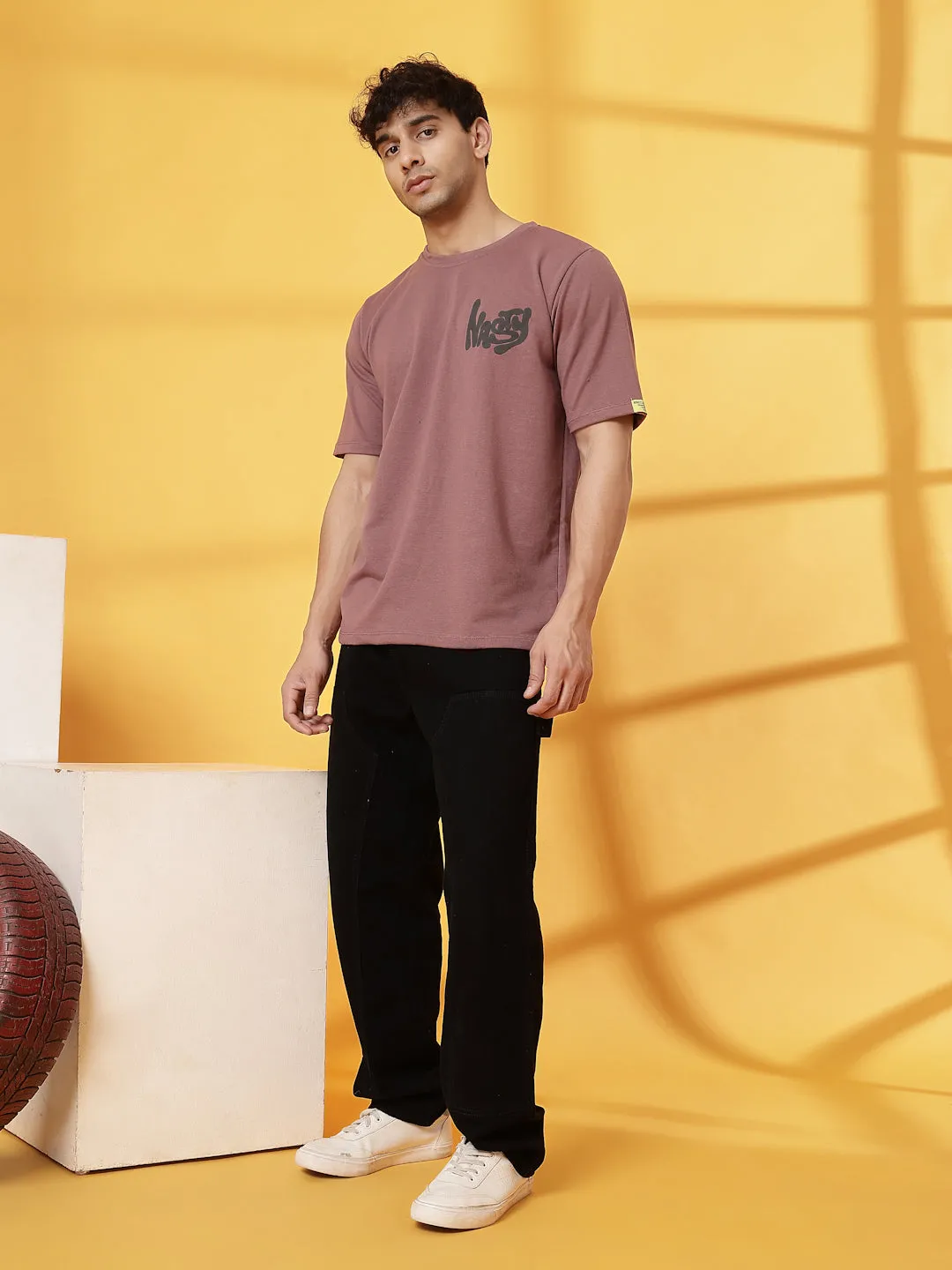 Oversized Typography Puff Print T-Shirt