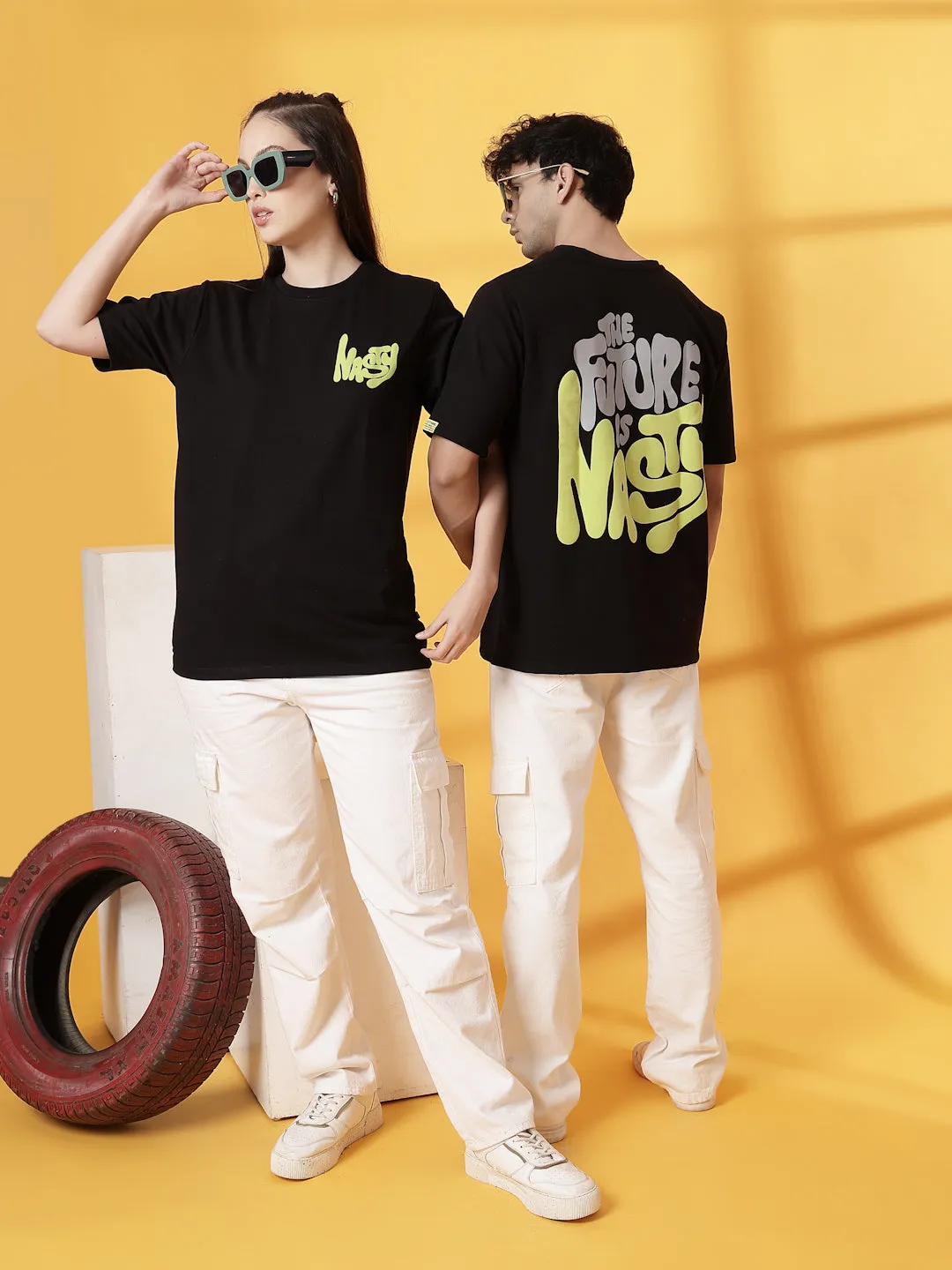 Oversized Typography Puff Print T-Shirt