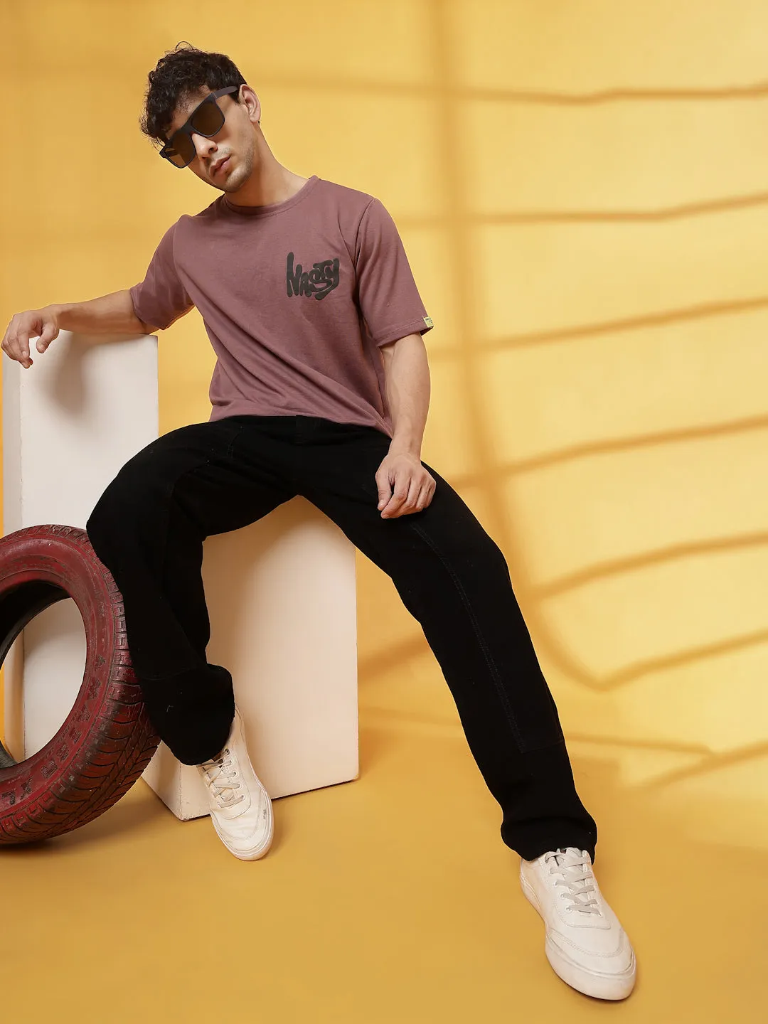 Oversized Typography Puff Print T-Shirt