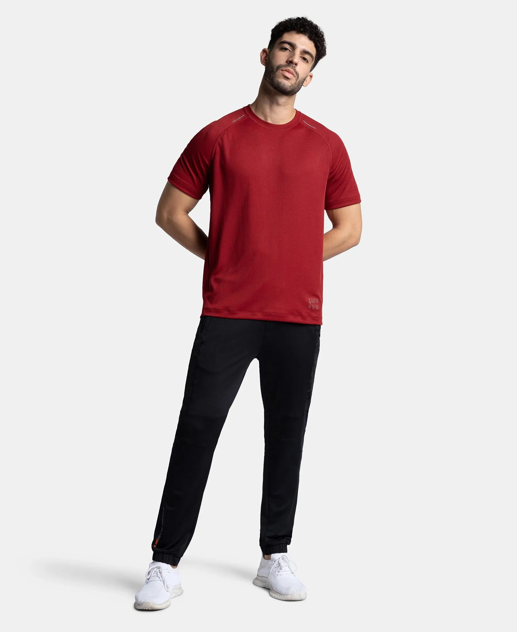 Pack of 2 Lightweight Microfiber Solid Round Neck Half Sleeve T-Shirt with Breathable Mesh - Sundried Tomato & Iceberg Green