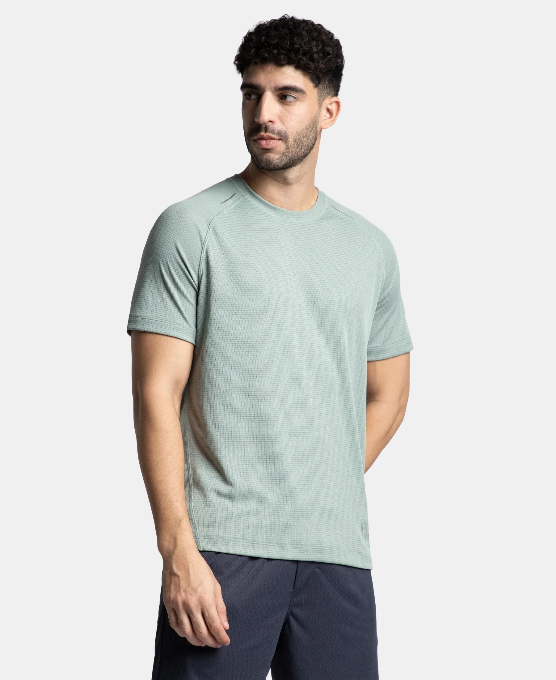 Pack of 2 Lightweight Microfiber Solid Round Neck Half Sleeve T-Shirt with Breathable Mesh - Sundried Tomato & Iceberg Green