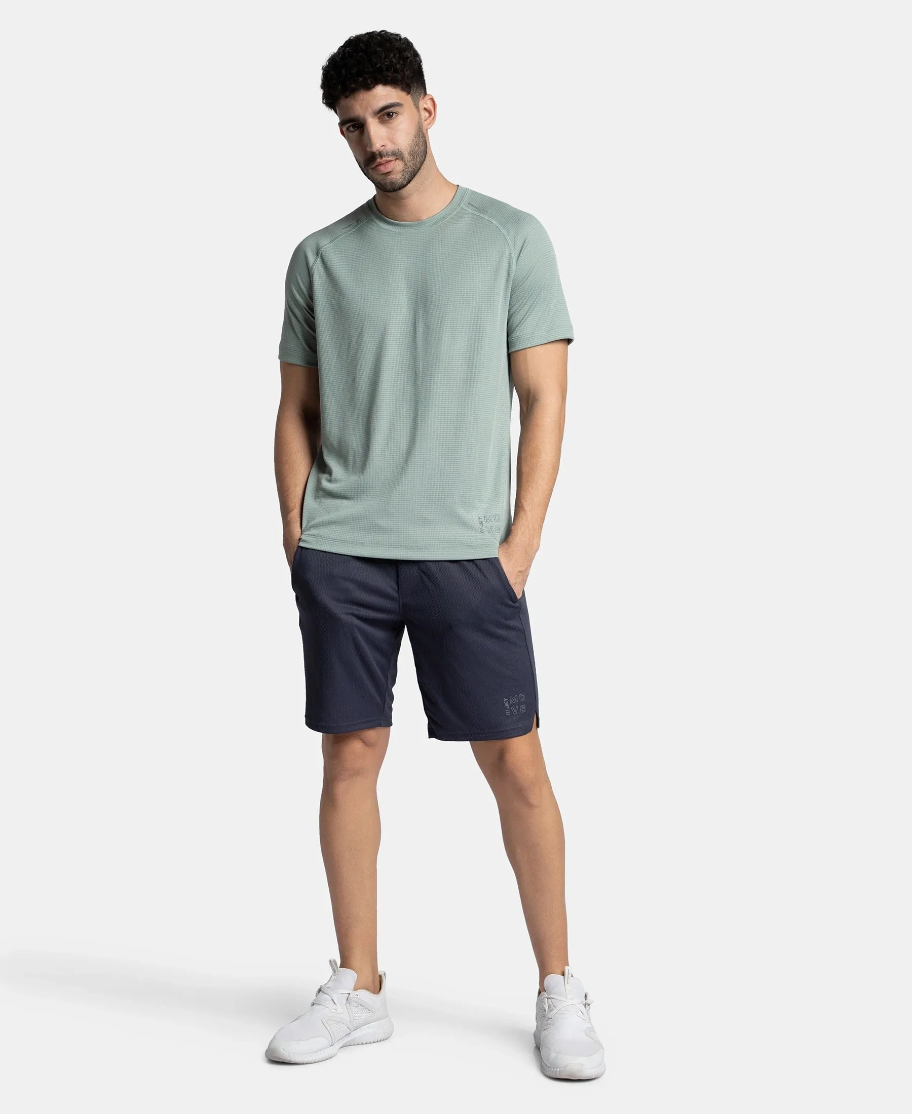 Pack of 2 Lightweight Microfiber Solid Round Neck Half Sleeve T-Shirt with Breathable Mesh - Sundried Tomato & Iceberg Green