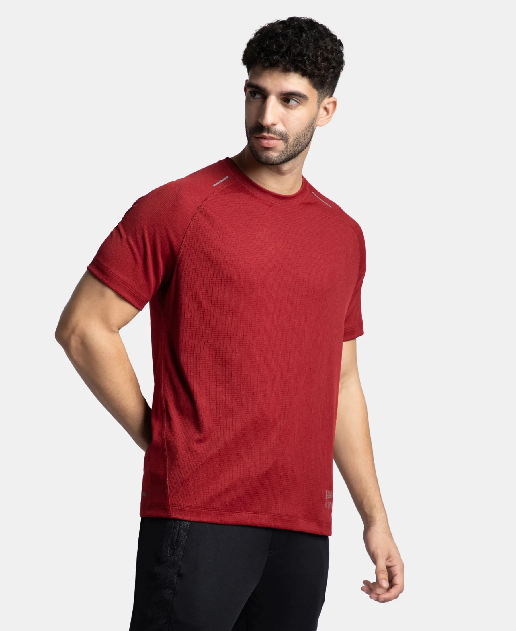 Pack of 2 Lightweight Microfiber Solid Round Neck Half Sleeve T-Shirt with Breathable Mesh - Sundried Tomato & Iceberg Green