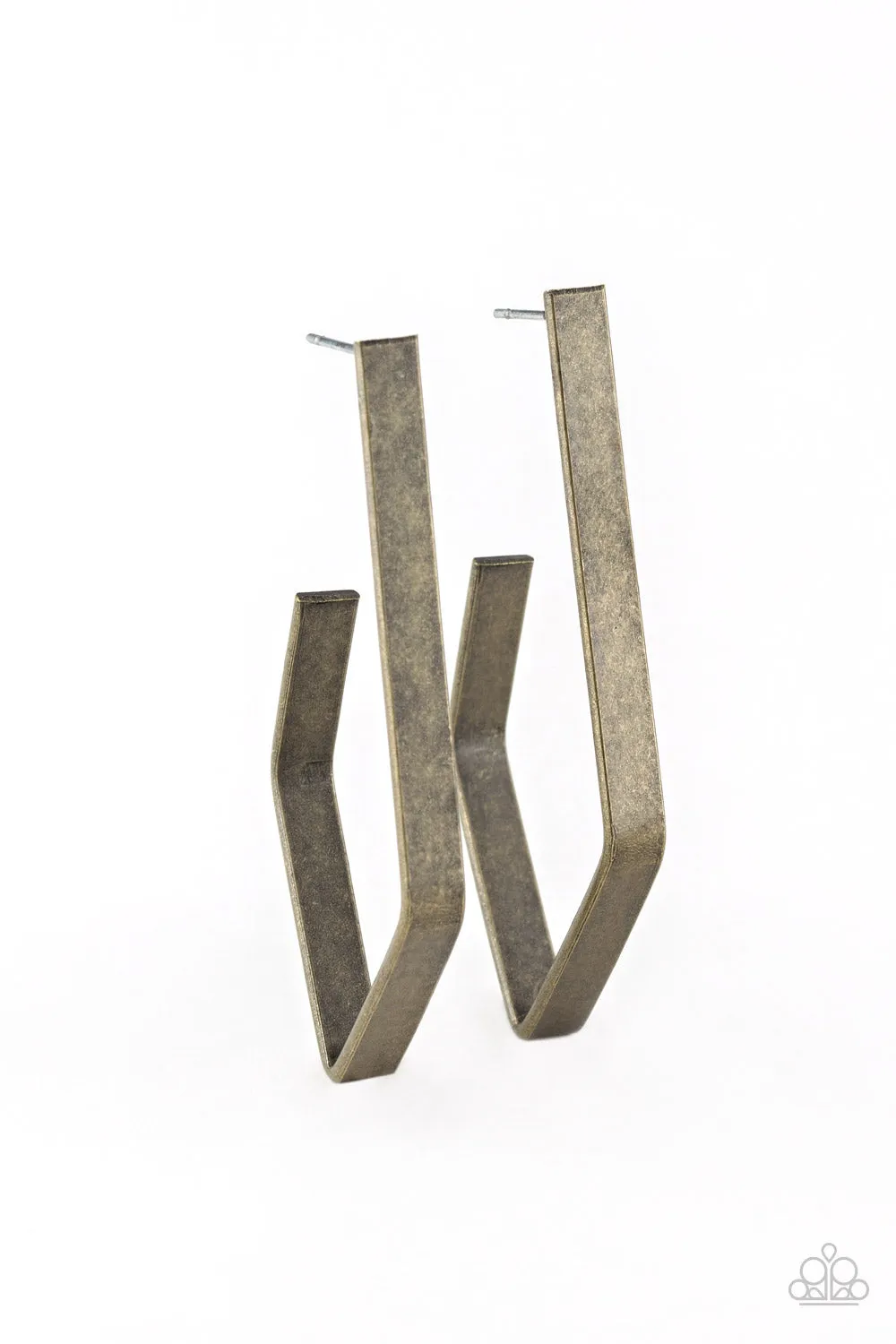 Paparazzi Geo Grand - Brass Earring