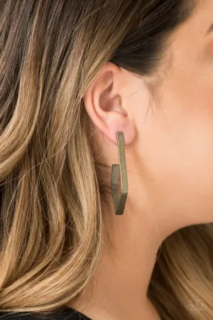 Paparazzi Geo Grand - Brass Earring