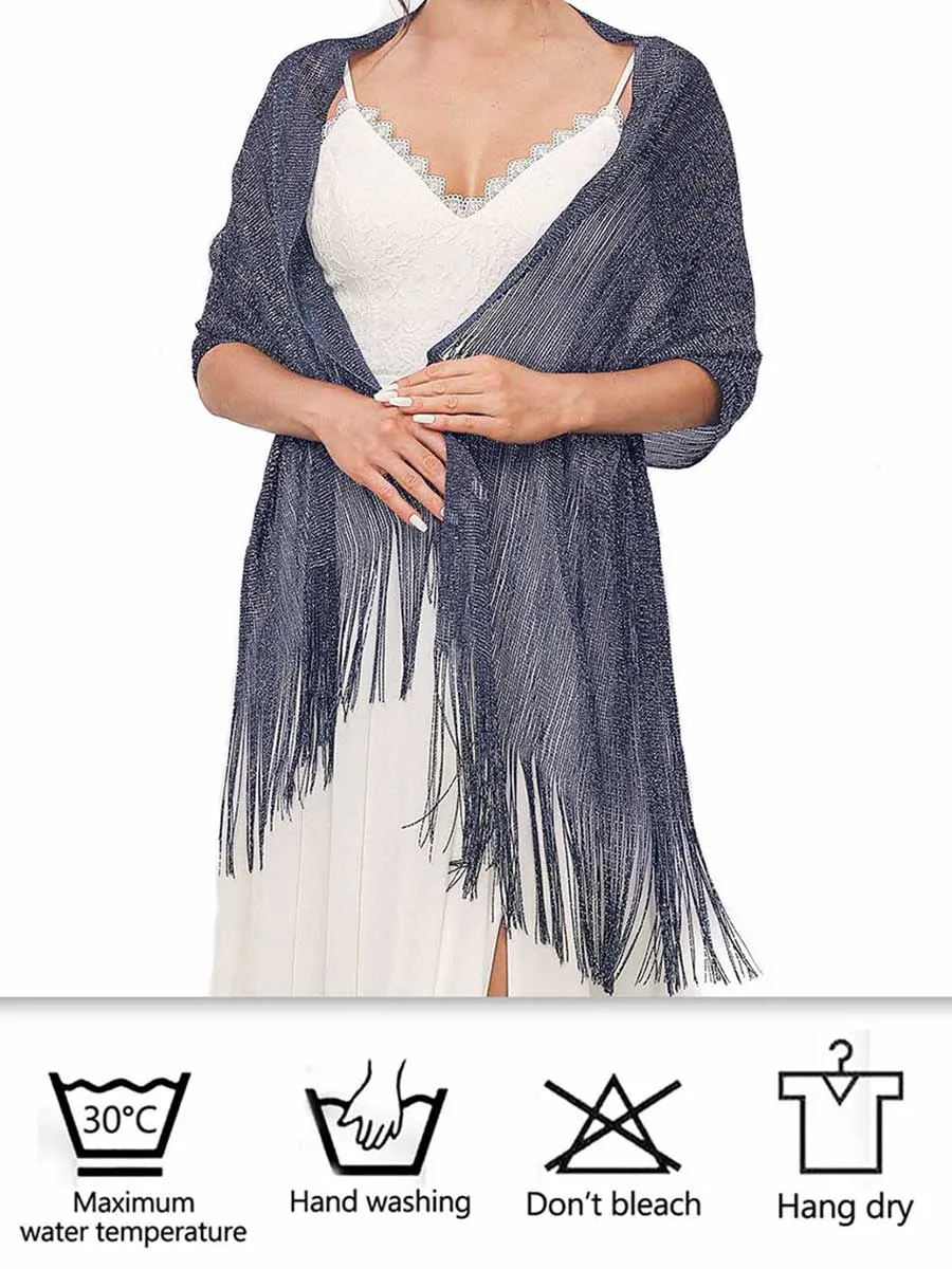Party Scarf with Crystal Buckle Tassels