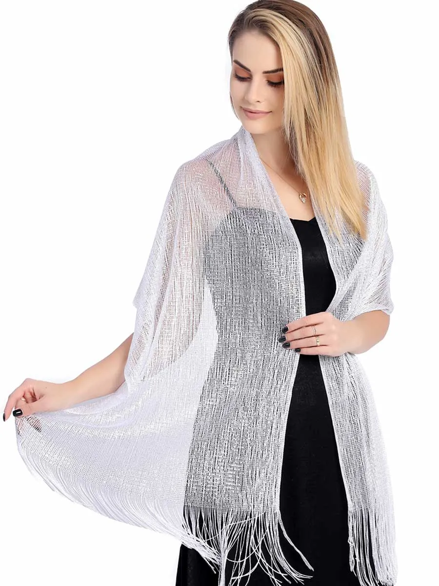 Party Scarf with Crystal Buckle Tassels