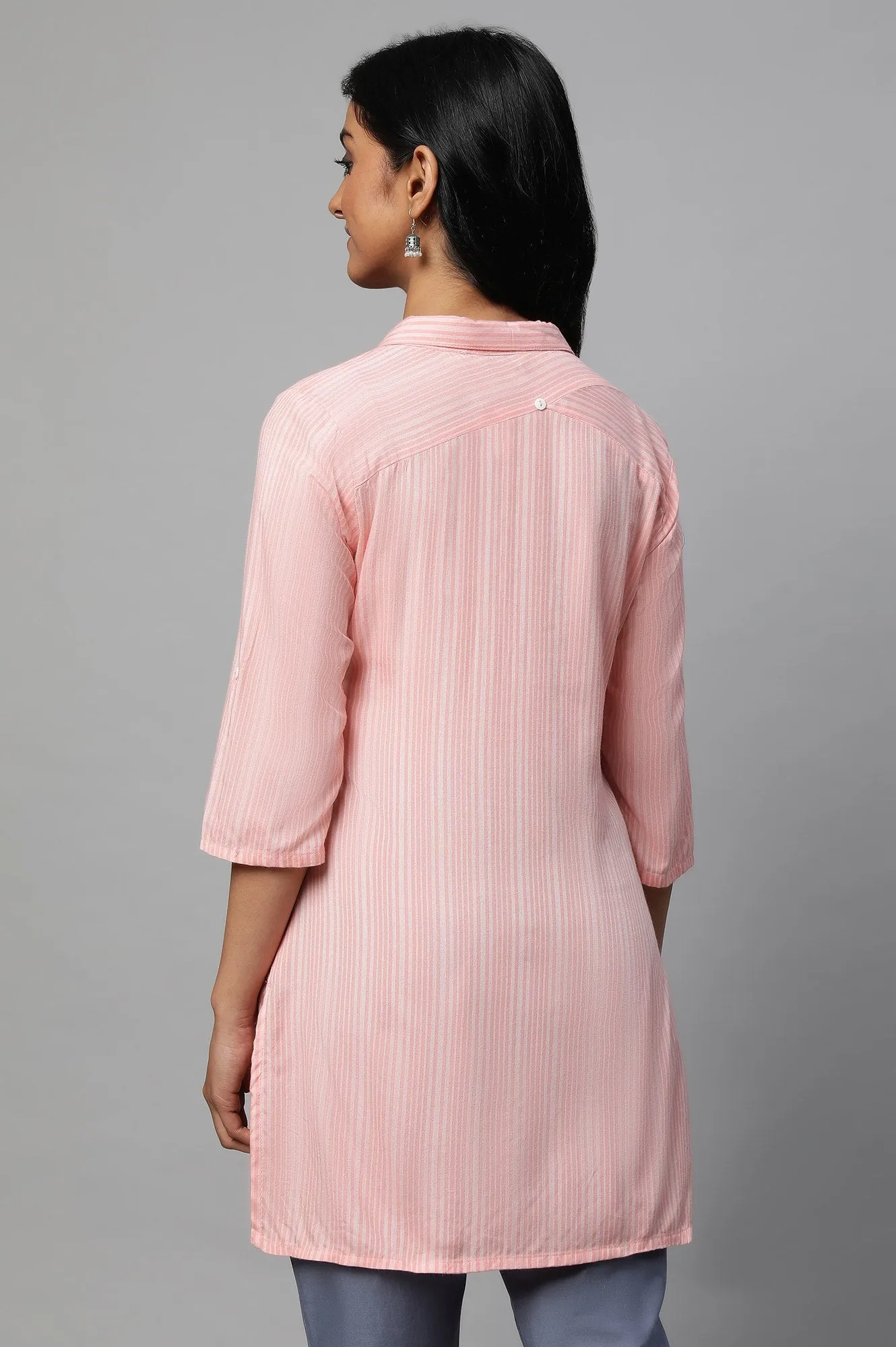 Peach Printed kurta Set