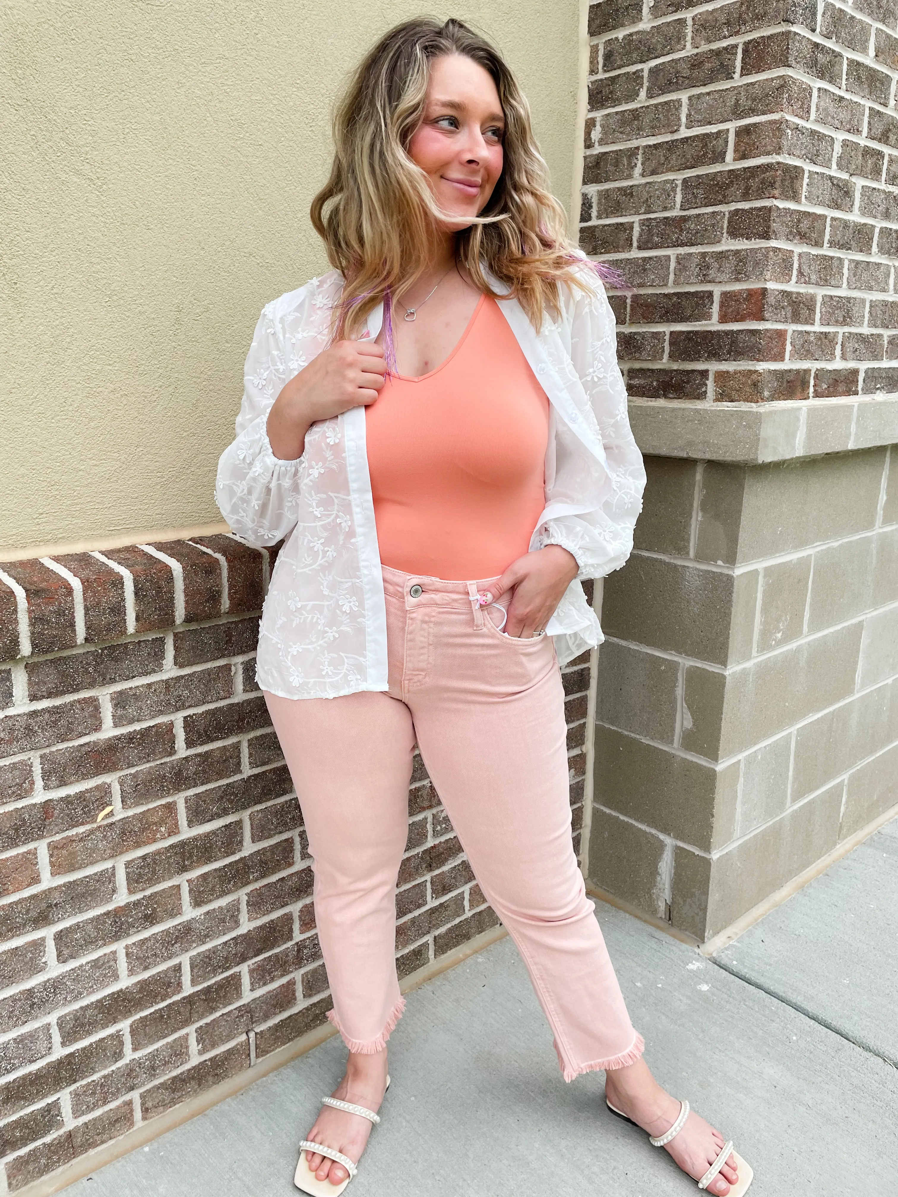 Peachy Paradise Mid Rise Jean