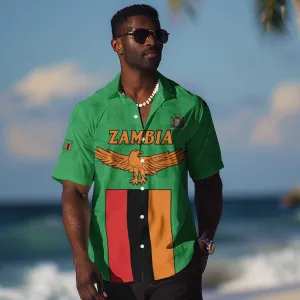 Personalised Afro Zambia Hawaiian Shirt Flag Style Mix Kente Pattern LT15