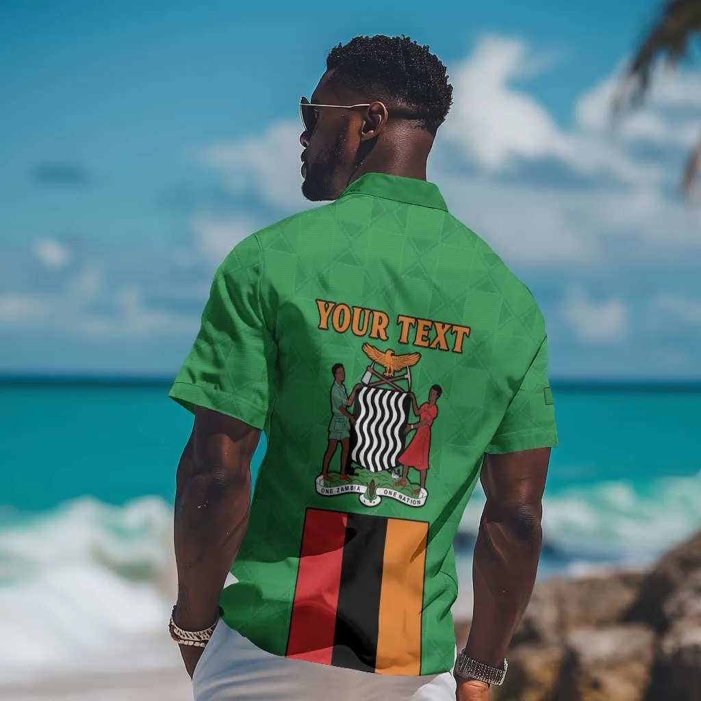 Personalised Afro Zambia Hawaiian Shirt Flag Style Mix Kente Pattern LT15