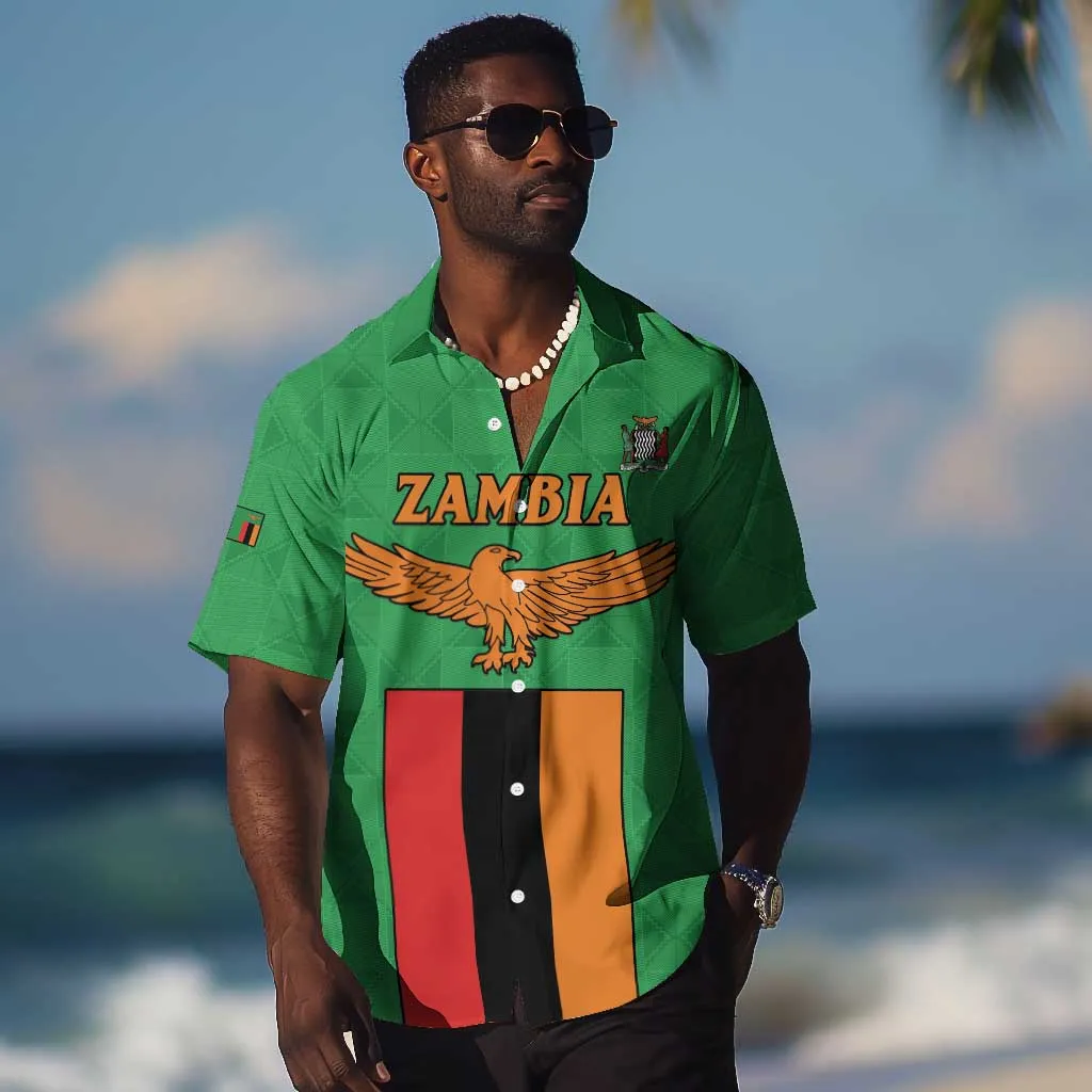 Personalised Afro Zambia Hawaiian Shirt Flag Style Mix Kente Pattern LT15