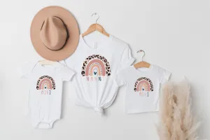 Personalised Matching Nanny & Mini Rainbow T-shirts