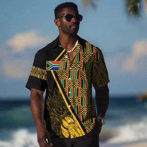 Personalised South African Heritage Day Hawaiian Shirt Kente Ethnic Patterns Mix Protea LT7