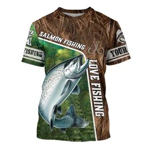 Personalized Chinook Salmon Fishing Shirts, Love Fishing Camo fish on 3D All Over Printed T-Shirts NQS5899