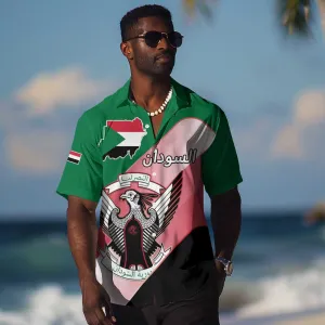 Personalized Sudan Hawaiian Shirt Coat Of Arms Flag Style LT15