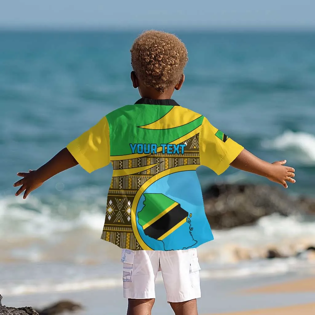 Personalized Tanzania Independence Day Kid Hawaiian Shirt with Tanzanian Coat of Arms and African Pattern LT01