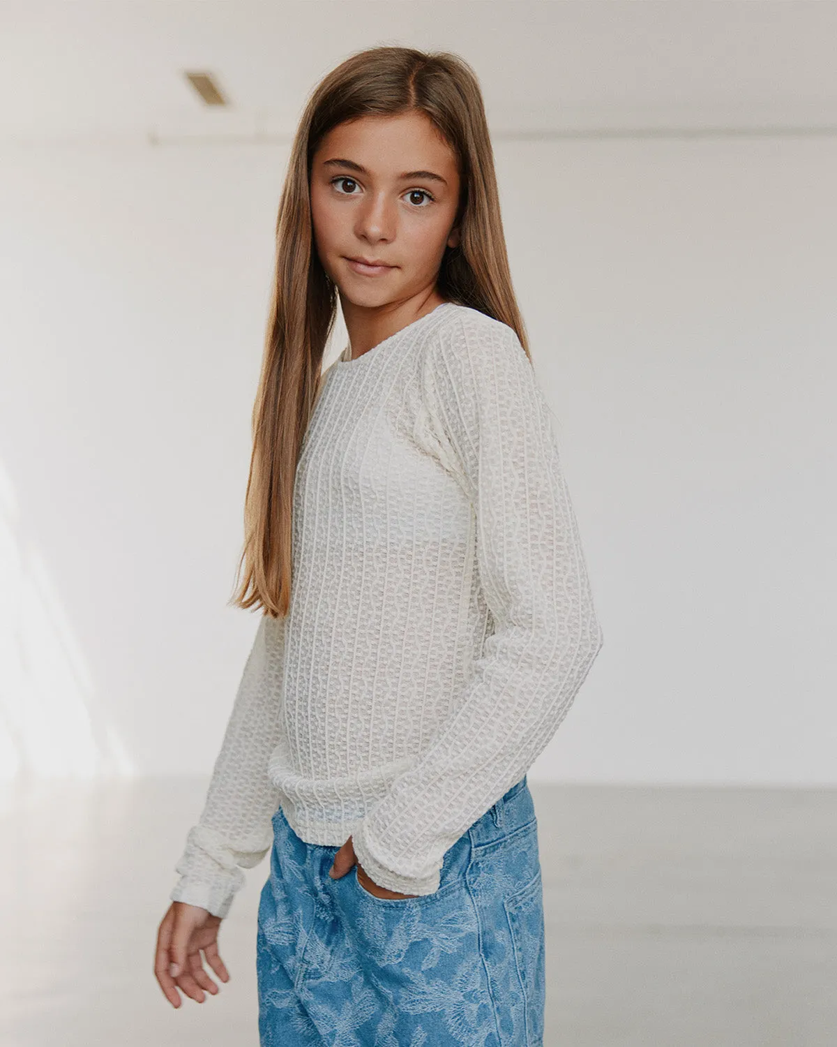PETRISY T-SHIRT LONG SLEEVE - Off white