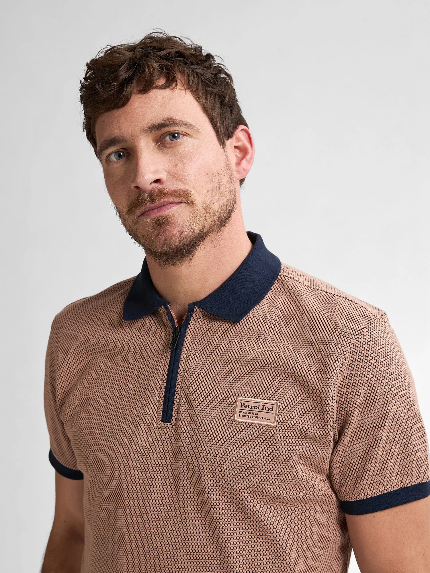 Petrol Industries 1/4 Zip Polo with Short Sleeve M1050-POL907