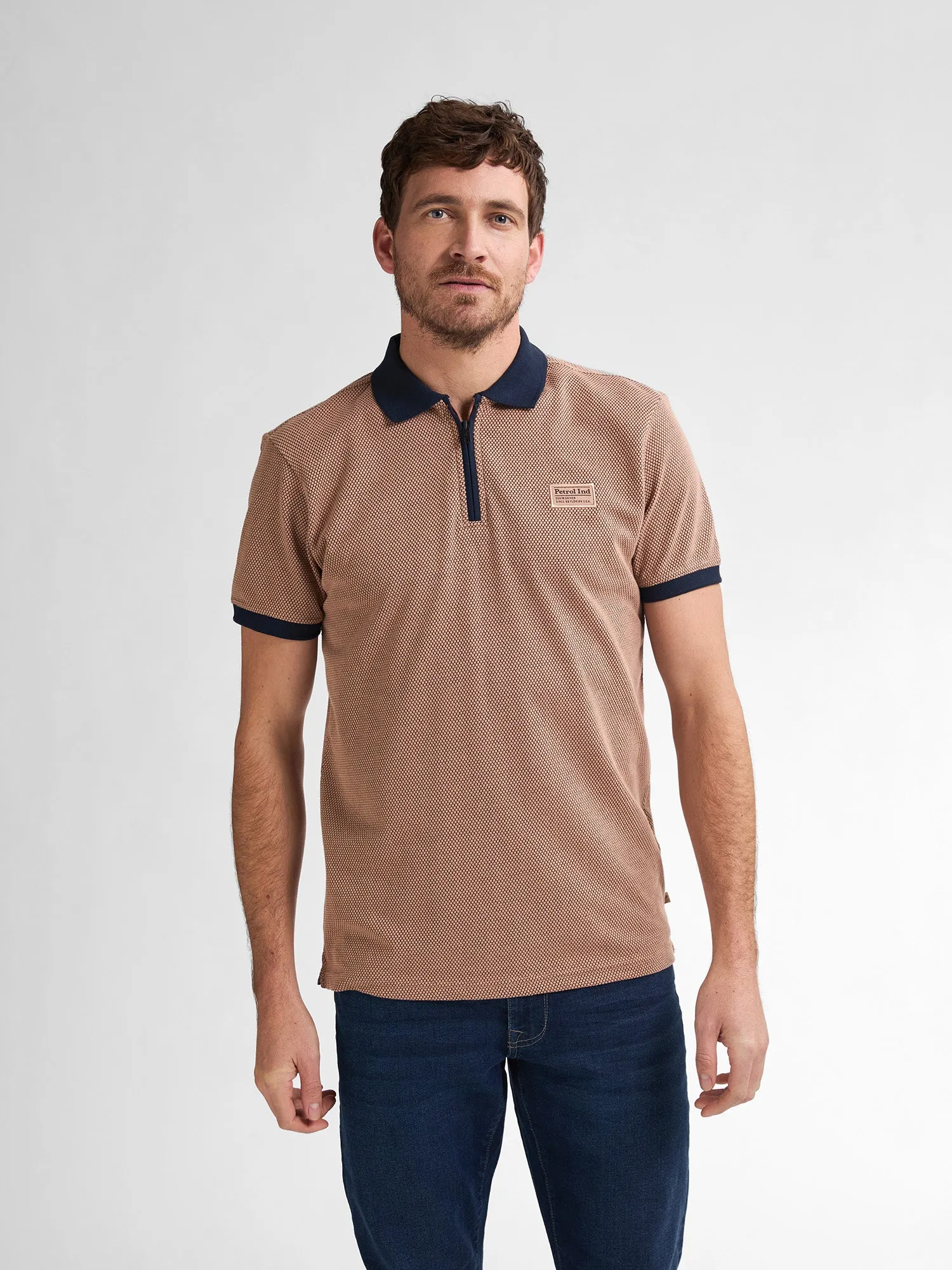 Petrol Industries 1/4 Zip Polo with Short Sleeve M1050-POL907
