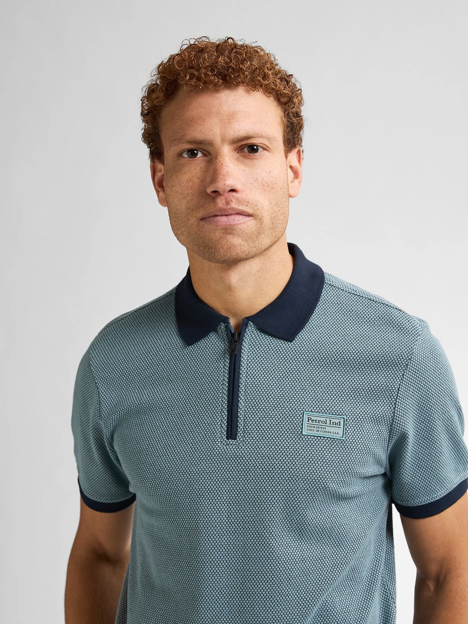 Petrol Industries 1/4 Zip Polo with Short Sleeve M1050-POL907
