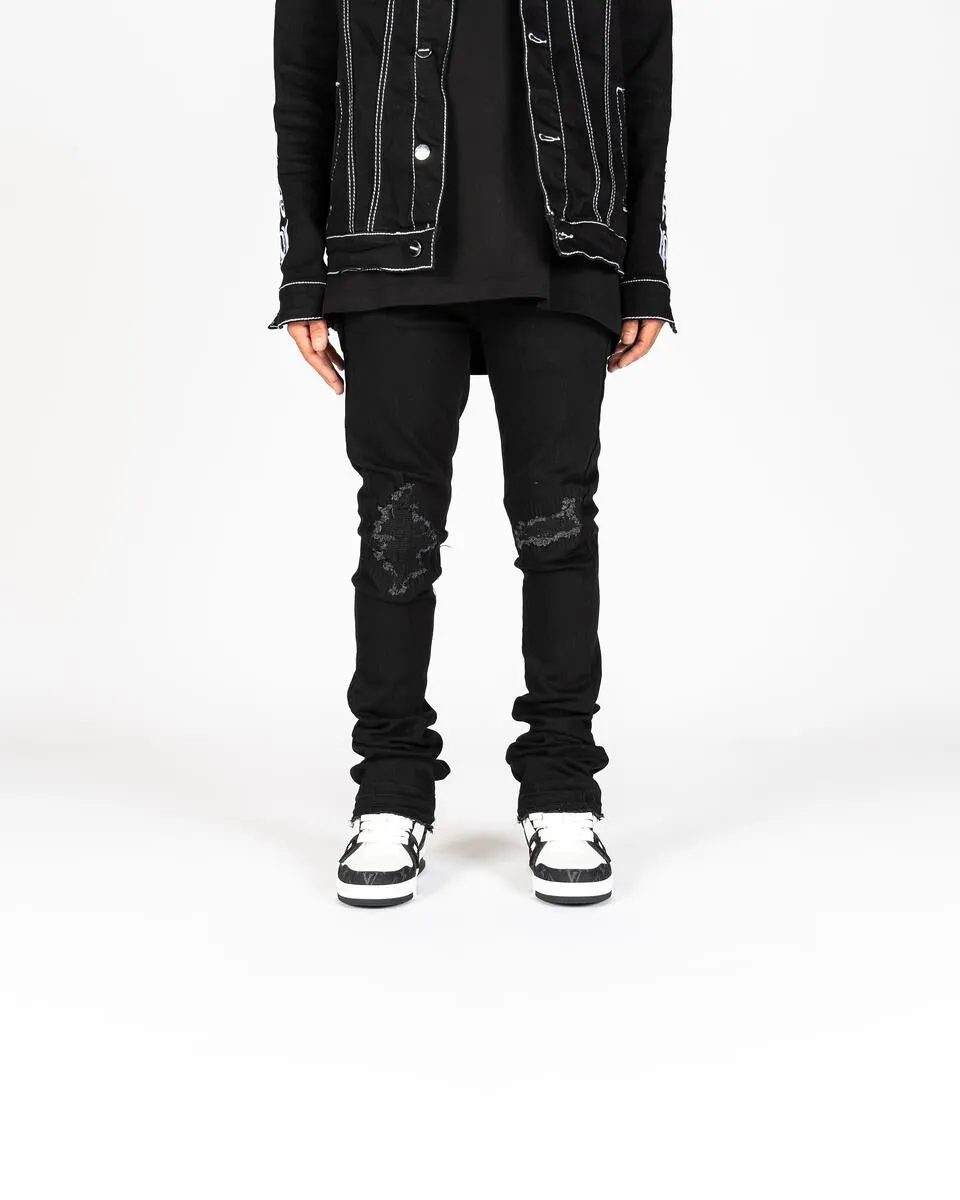 PHEELINGS SOULFUL SERENITY FLARE STACK DENIM (JET BLACK)