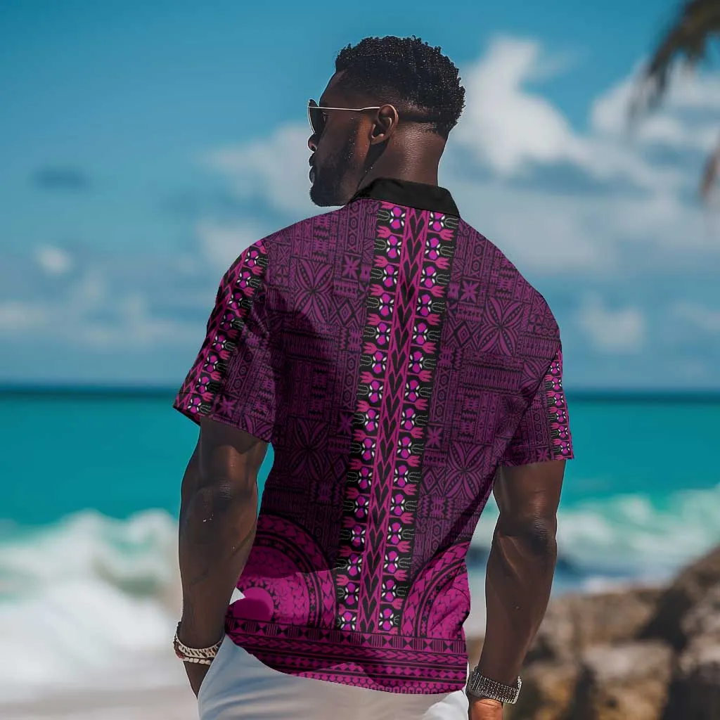 Pink Dashiki and Tapa Pattern Hawaiian Shirt Africa-Polynesia Together Culture LT9