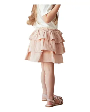 Pink Ruffled Layered Cotton Skirt