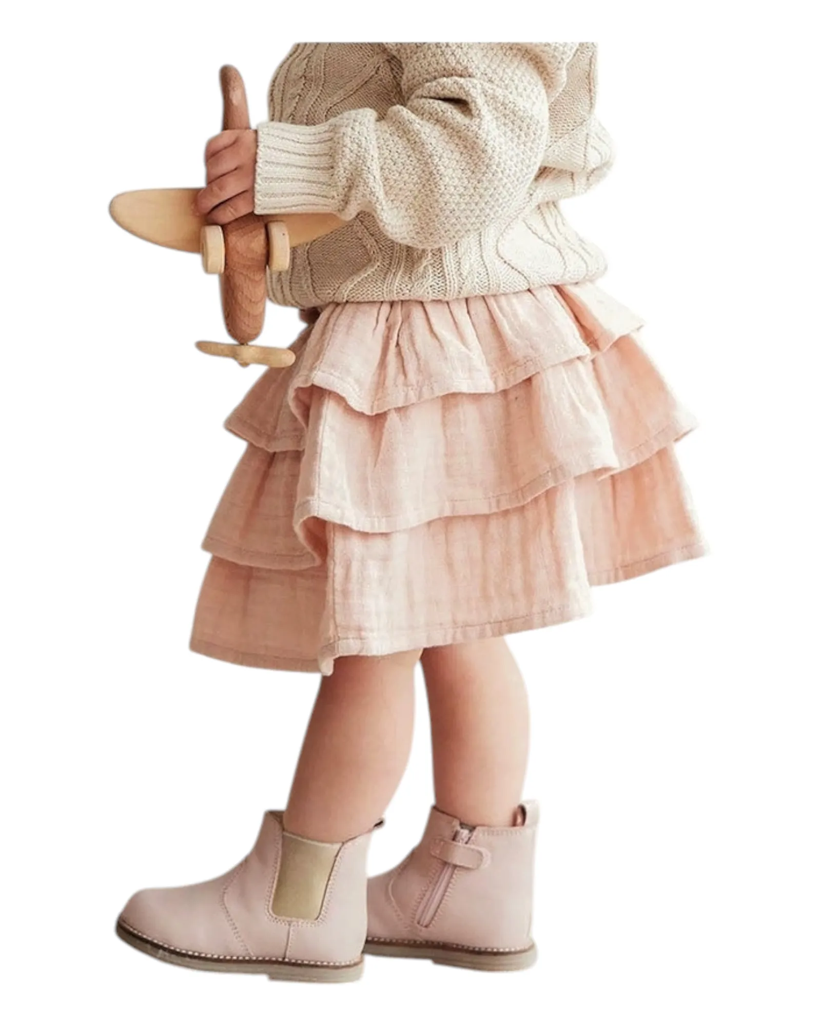 Pink Ruffled Layered Cotton Skirt