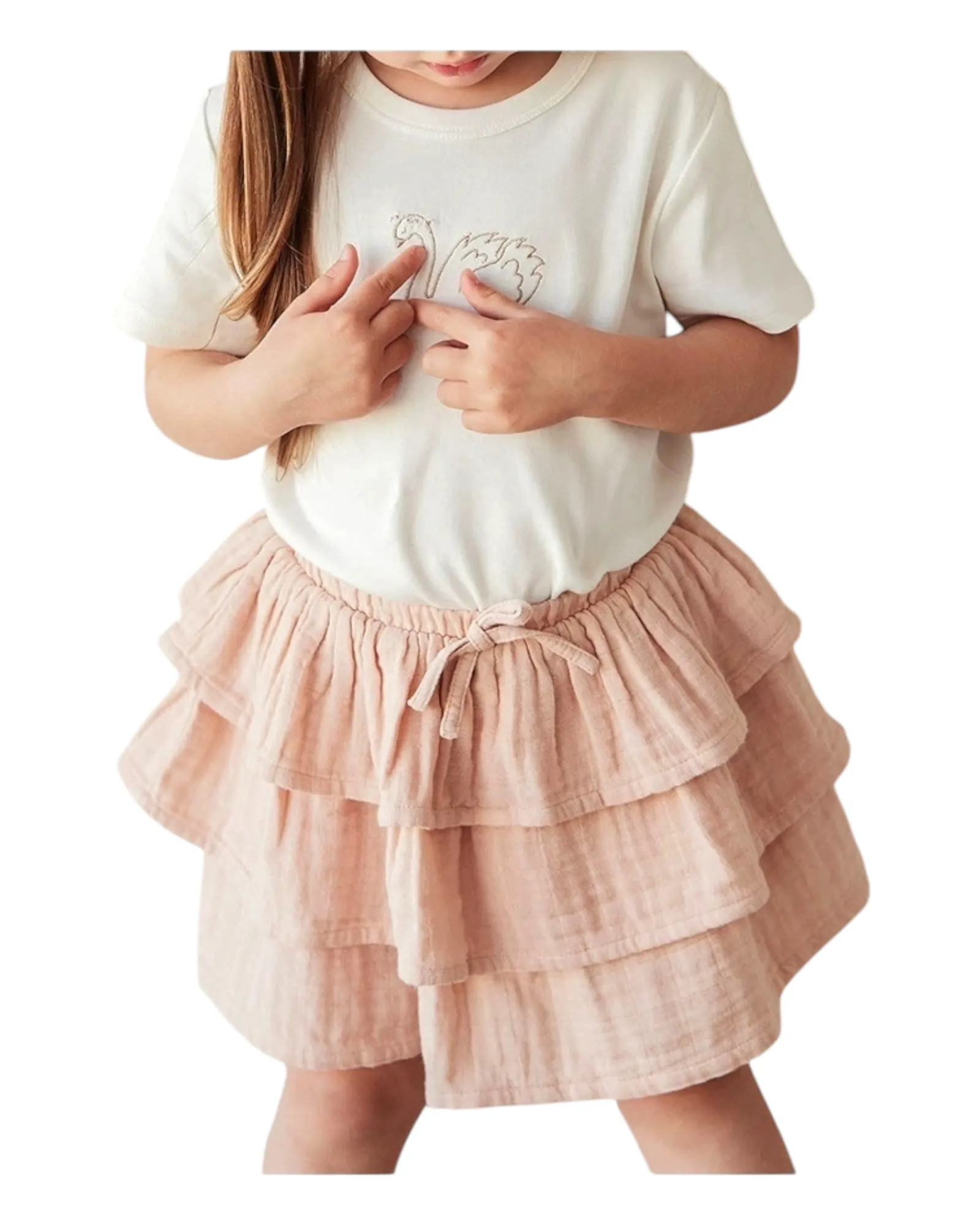Pink Ruffled Layered Cotton Skirt